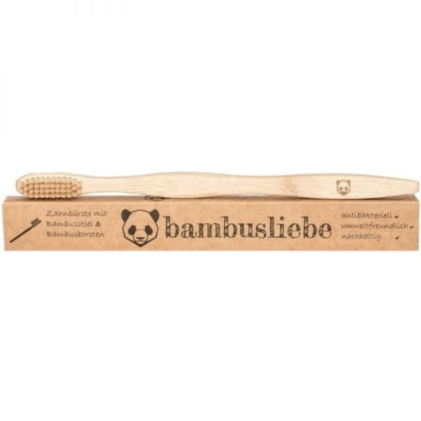 Zahnbürste mit Bambusstil & Bambusborsten Hart, 1 Stück - Bambusliebe