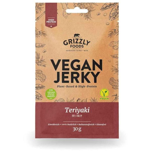 Vegan Jerky Teriyaki, 30g - Grizzly Foods