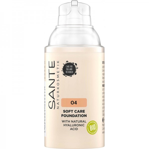 Soft Care Foundation with natural Hyaluronic Acid 04 Warm Honey, 30ml - Sante